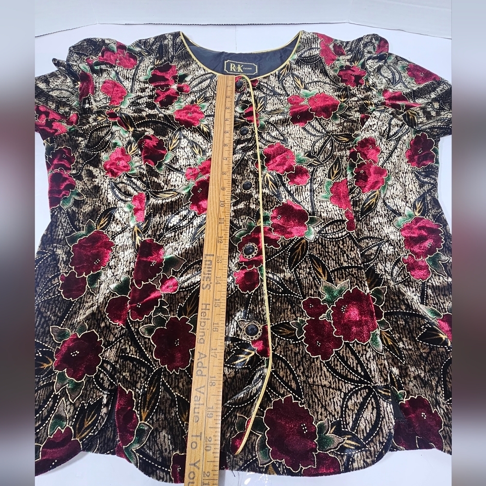 R&K Evening Women’s Jaket Cardigan And Skirt Velvet Set Sz 14 Vintage 80's 90's - Picture 9 of 14